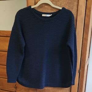 Simons Blue Crew Neck Sweater with Textured Knit